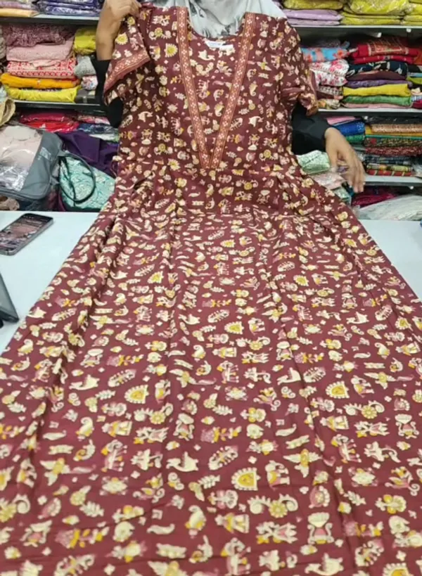 Premium Cotton Frock Style Nighty with Adjustable Rope & Side Pocket |NT3640